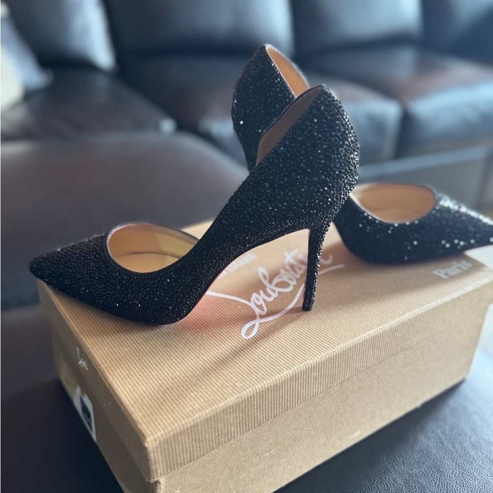 Christian Louboutin Black Glitter Heels - Picture 4 of 10